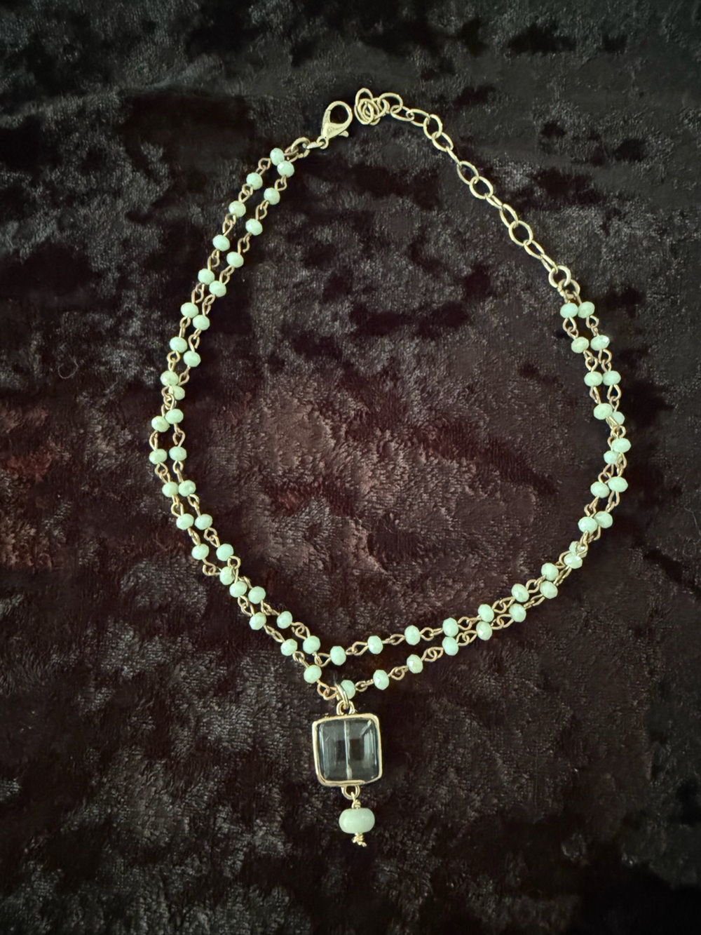 Delicate Gold Chain Necklace with Mint Green Beads